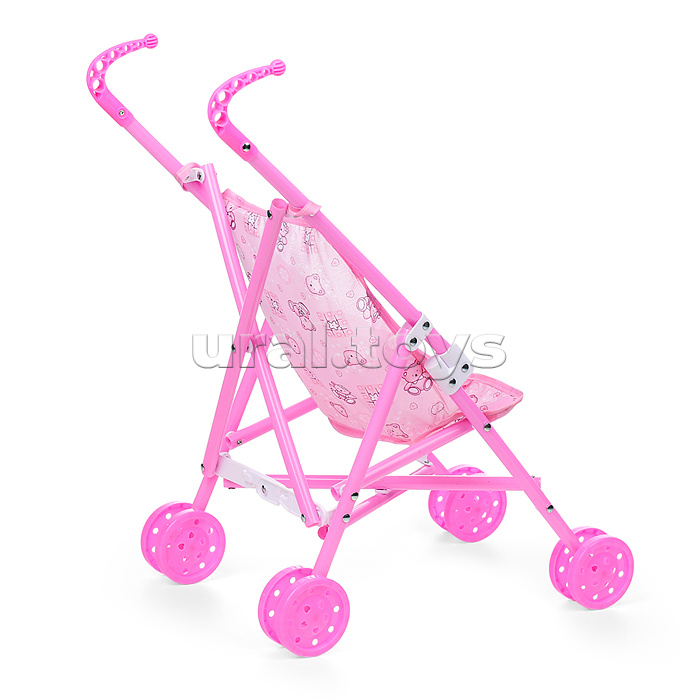 Коляска для кукол, трость (металлическая, складная, прогулочная, цвет розовый)