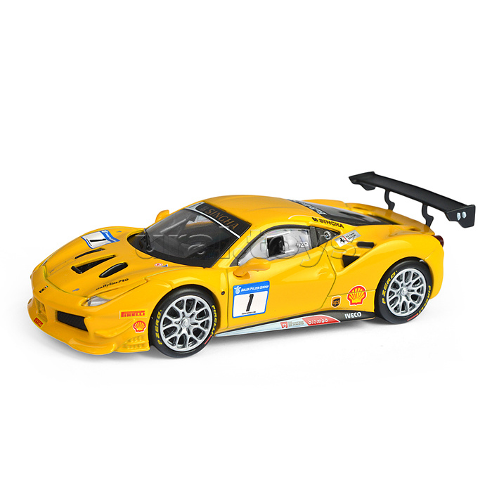 Гоночная машинка die-cast Ferrari - 488 Challenge 2017, 1:43,  жёлтая