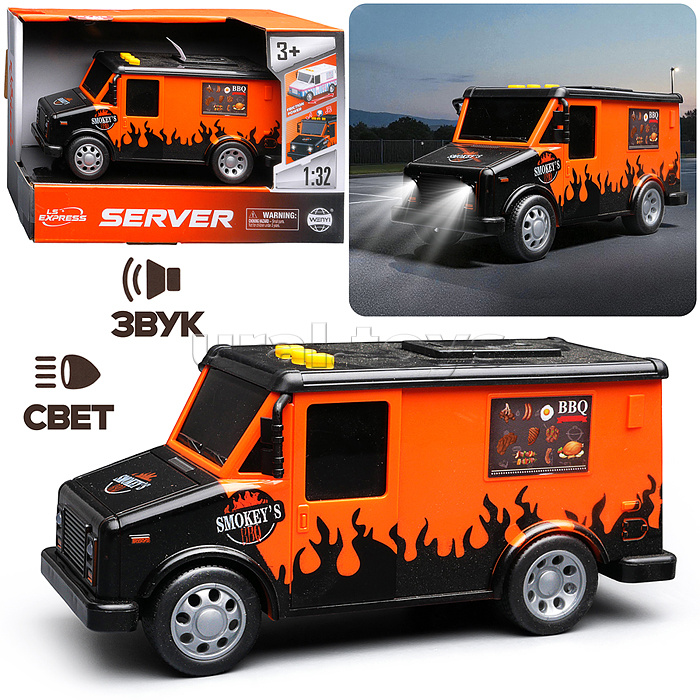 Машина "Сафари трейлер" 1:32 (свет, звук) в коробке