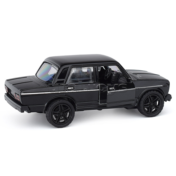 Чёрная инерционная машинка, квадратные фары, die-cast, 1:32, открывающиеся двери