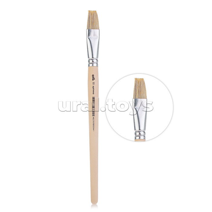 Кисть живописная "Cosmo" щетина № 22 плоская, индивидуальная маркировка, деревянная ручка