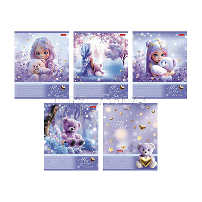 Тетрадь 12л. клетка "Лилу" А5ф  60-65г/кв.м на скобе обл. мел.картон 5 диз.в блоке скругл.углы