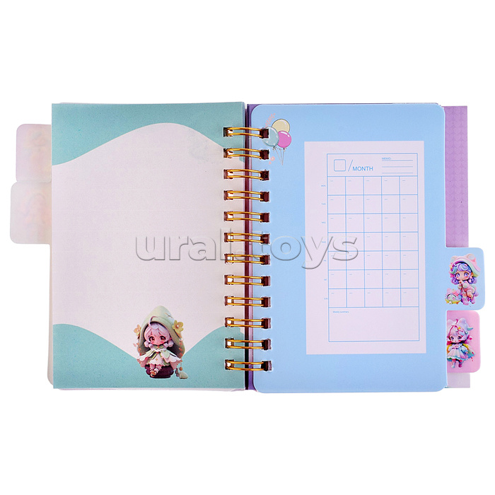 Блокнот на евроспирали "Девочки" 11.6х7.8 см, 69 л, комбинированный внутренний блок, плотность бумаги 70г/м2, 4 дизайна в ассортименте, ОПП-упаковка