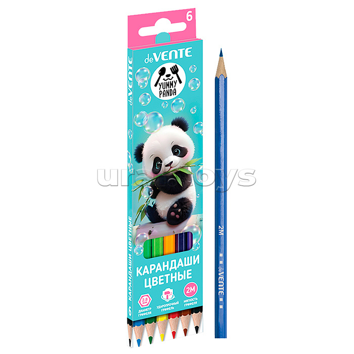 Карандаши цветные 6 цв. "Yummy Panda" 2М, диаметр грифеля 2,8 мм, шестигранные, в картонной коробке Карандаши цветные 6 цв. "Yummy Panda" 2М, диаметр грифеля 2,8 мм, шестигранные, в картонной коробке