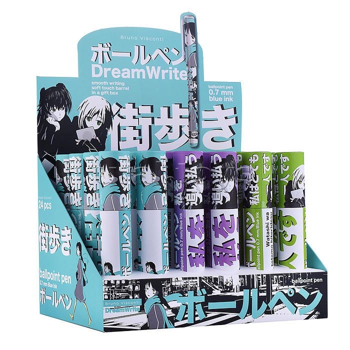 Ручка "DreamWrite. "Manga Anime. City" шариковая 0.7 мм, синяя, 3 вида