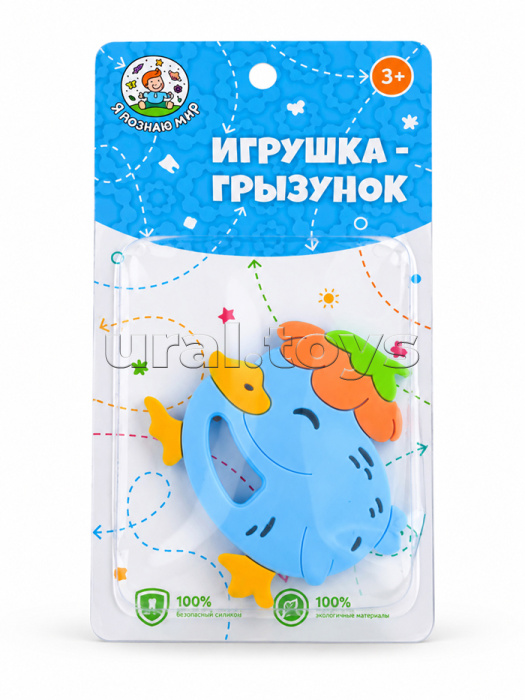 Игрушка-грызунок "Уточка" на листе