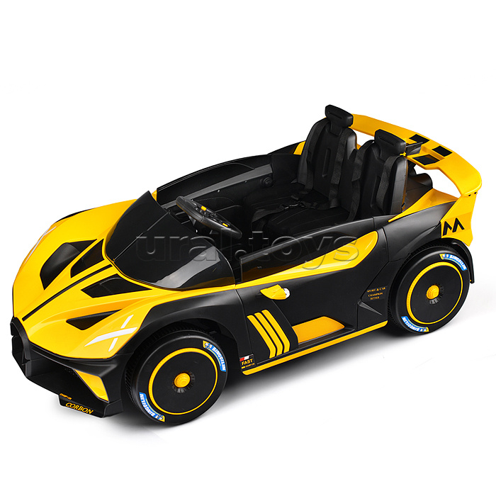 Электромобиль "Турбо" на аккумуляторе, с р/у управлением, в коробке (желтый)