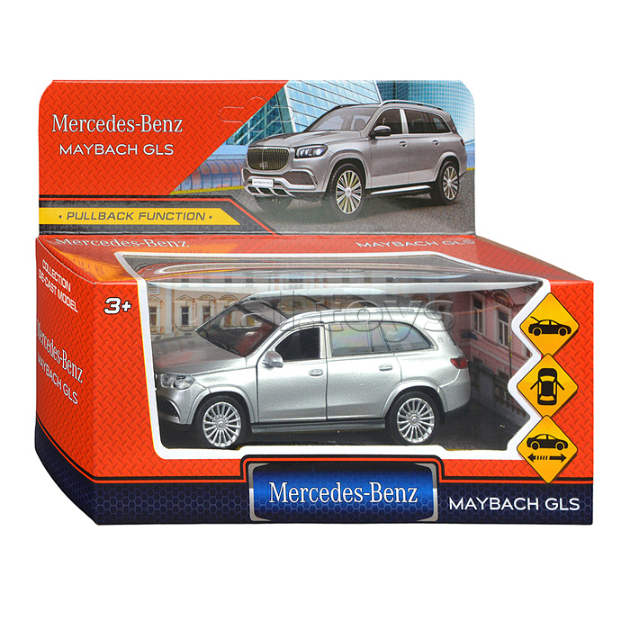 Машина металл Mercedes-Benz, Gls Maybach 12 см, (дв, баг, иридий,) инерц., в коробке