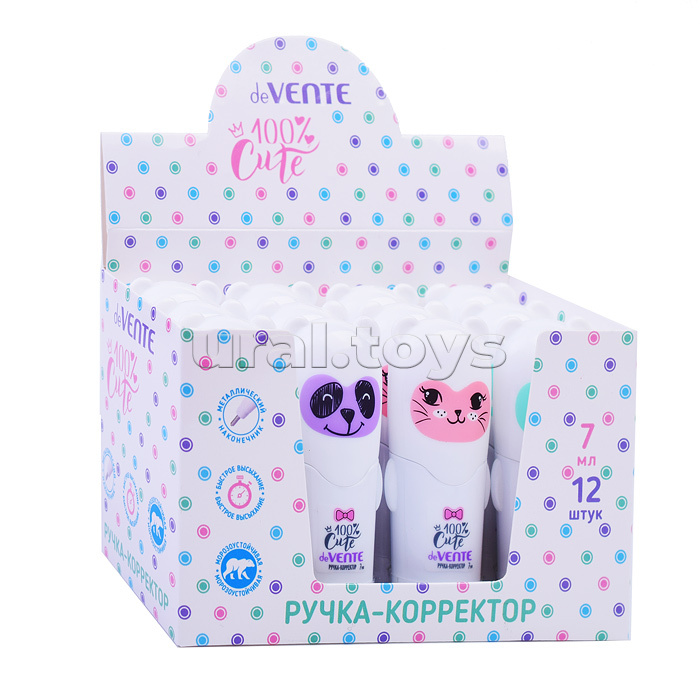 Ручка-корректор "100% Cute" 07 мл, быстросохнущая, укрывистая, для школьных тетрадей Ручка-корректор "100% Cute" 07 мл, быстросохнущая, укрывистая, для школьных тетрадей