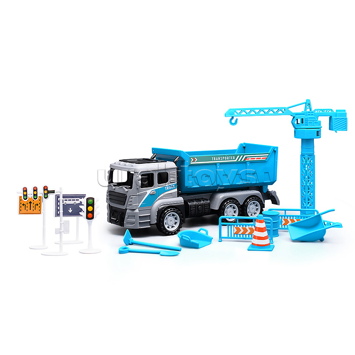 Машина "Стройка" с дорожными знаками, в коробке