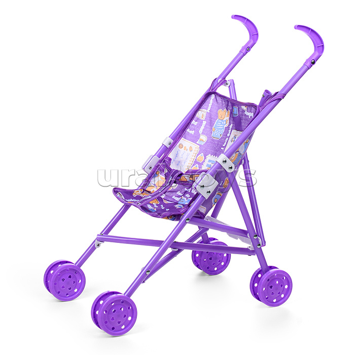 Коляска для кукол, трость (металлическая, складная, прогулочная, цвет фиолетовый)