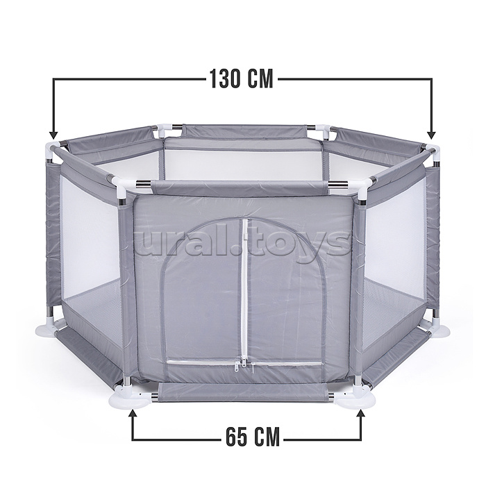 Манеж детский шестигранный (113*130*65) цвет серый