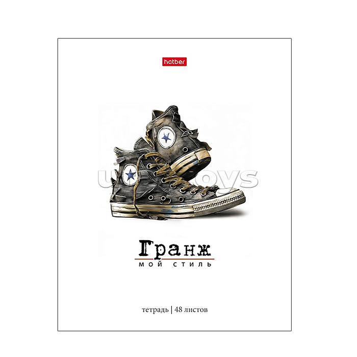Тетрадь 48л. клетка "Гранж" А5ф 60-65г/кв.м на скобе обл. мел.бумага 5 диз.в блоке скругл.углы