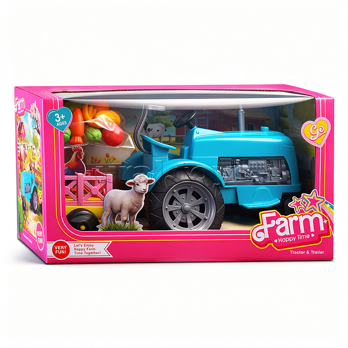 Трактор "Ферма" с овощами, в коробке