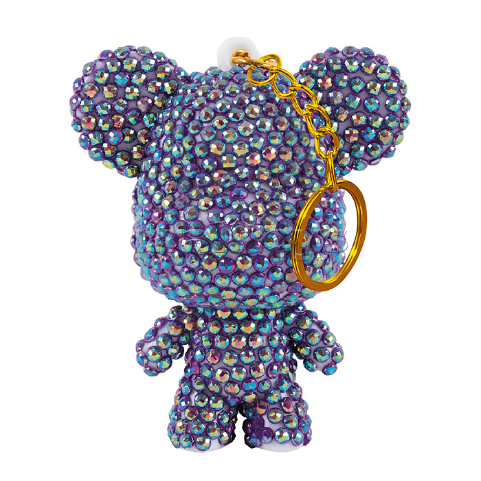 Кристальная (алмазная) мозаика брелок 5.5х6.5 "Фиолетовый мишка"