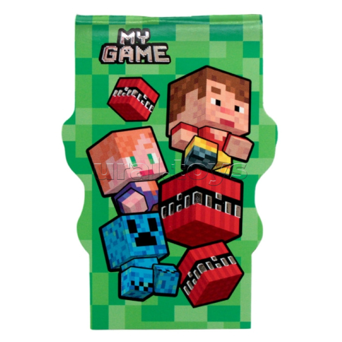 Блокнот фигурный А7 40л. "My Game" на скрепке, без линовки, тиснение серебряной фольгой