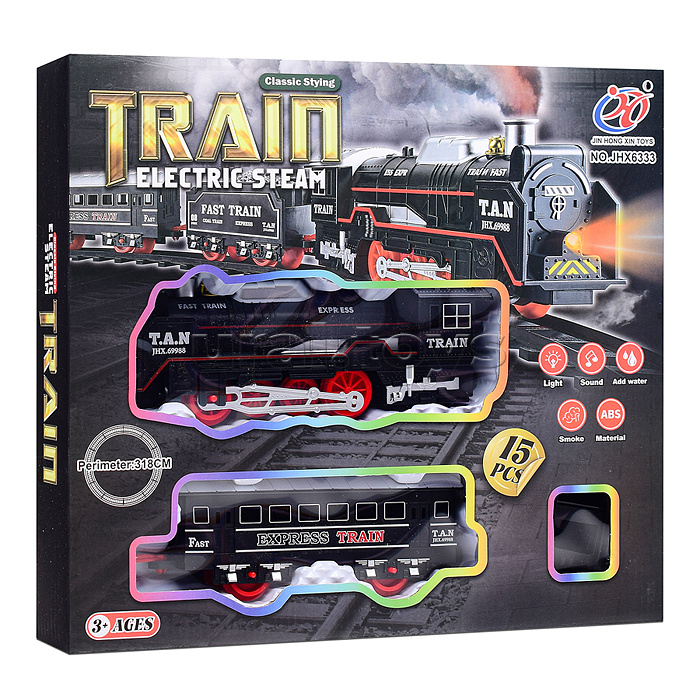 Железная дорога "Train electric steam-2" в коробке
