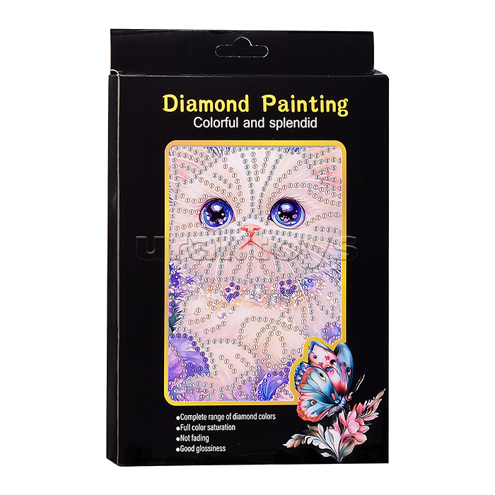 Мозаика алмазная "Белый котик" 15*20см