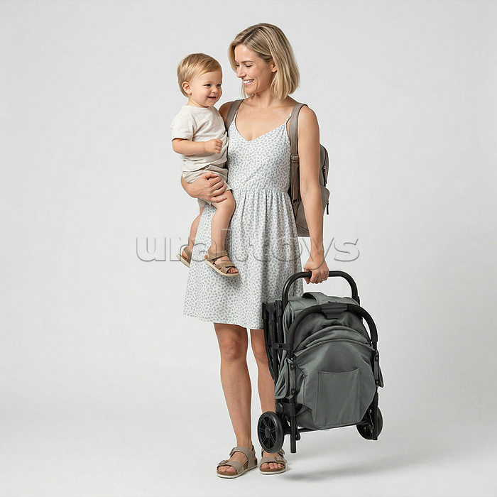 Детская прогулочная коляска-трость Prammy, зеленый