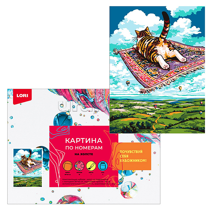 Картина по номерам холст на подрамнике 30х40 "Ковер-котолёт"