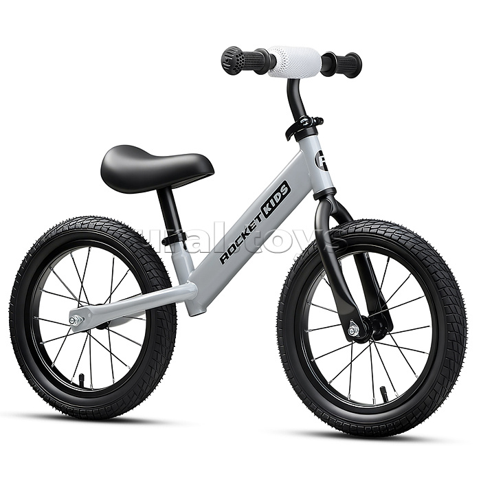 Беговел 14" Rocket R0045NEW-GR, колеса надувные, цвет серый