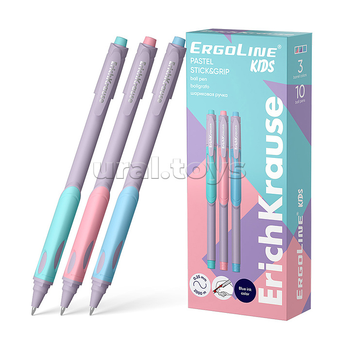 Ручка шариковая ErgoLine® Kids Stick&Grip Pastel 0.5, Super Glide Technology, цвет чернил синий
