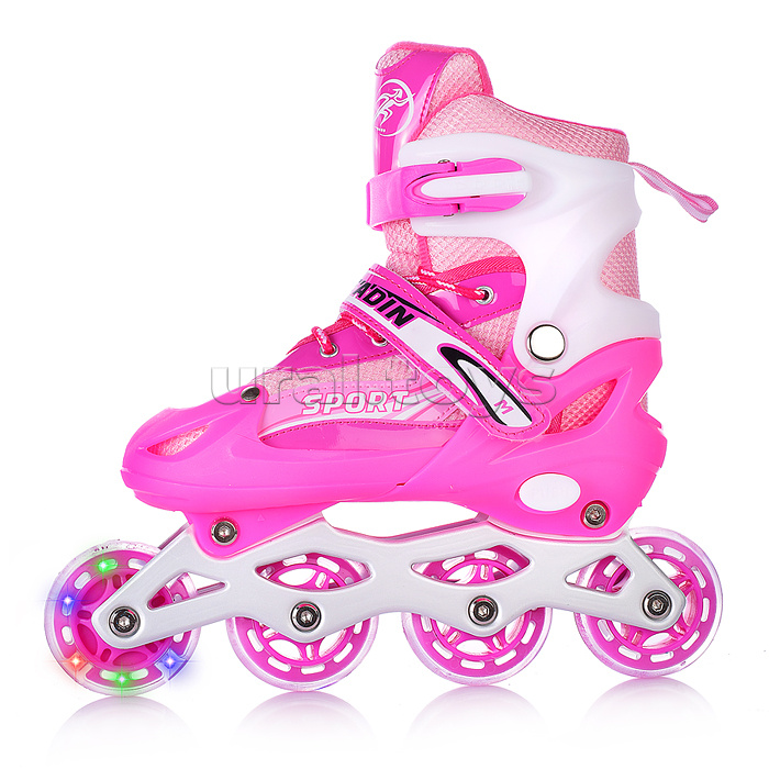 Ролики детские (размер S) розовые, в сумке