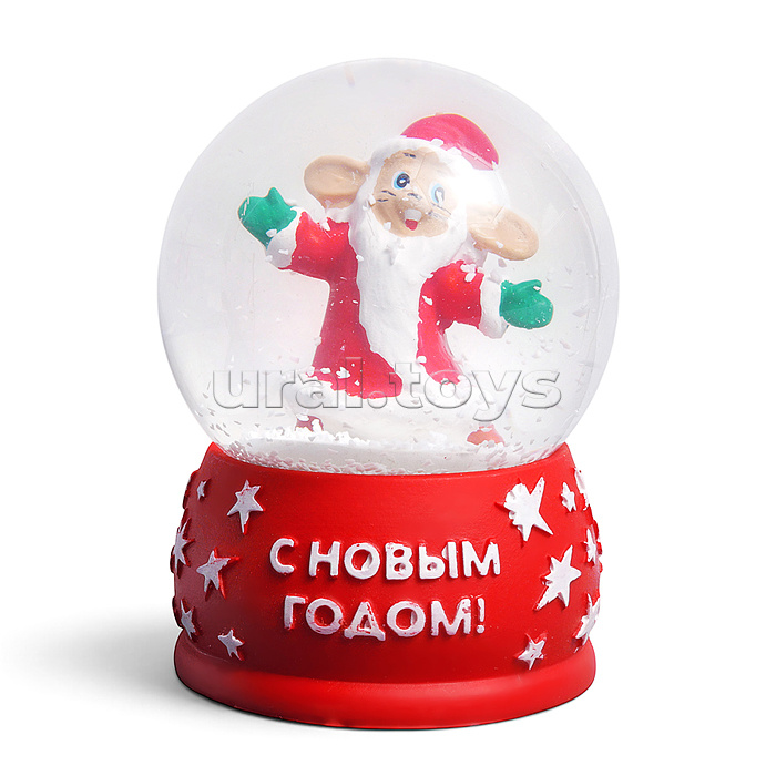 Новогодний cнежный шар "Заяц в шубе" d=6,5 см