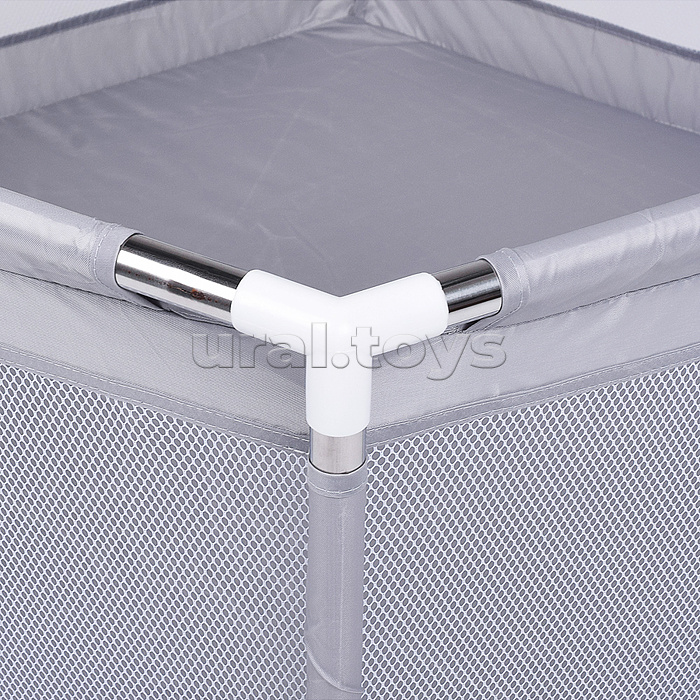 Манеж детский шестигранный с баскетбольным кольцом (113*130*65) цвет серый