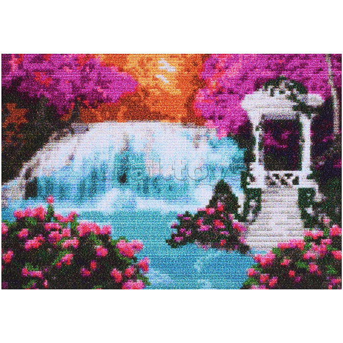 Алмазная мозаика 21*30см "Беседка у водопада" (полное заполнение)