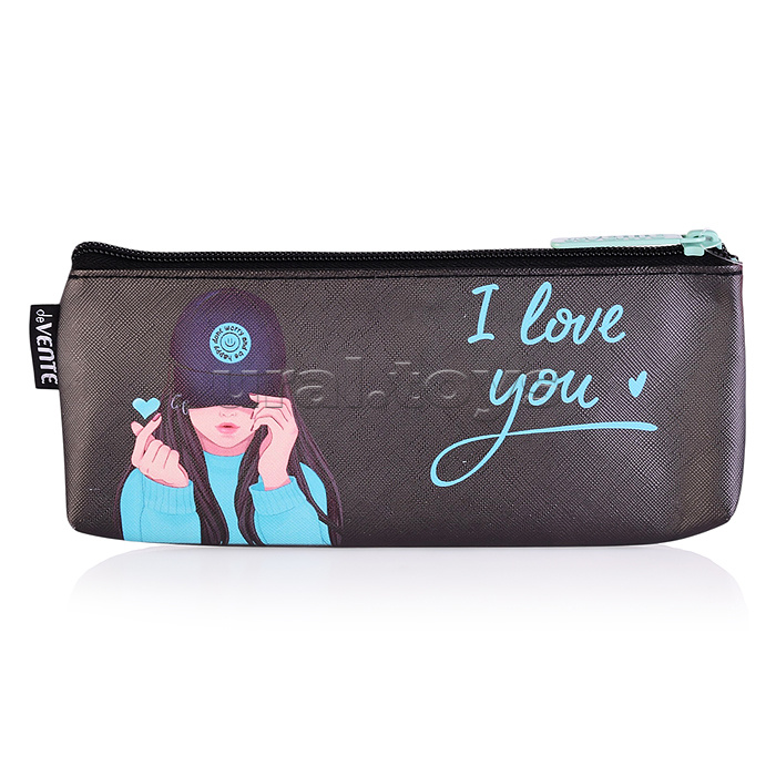 Пенал "K-Pop Heartbeat" 210x80x35 мм треугольный, антивандальная искусственная кожа с тиснением (до -40C), отделение на молнии сверху, треугольный для 45 предметов, полноцветная печать