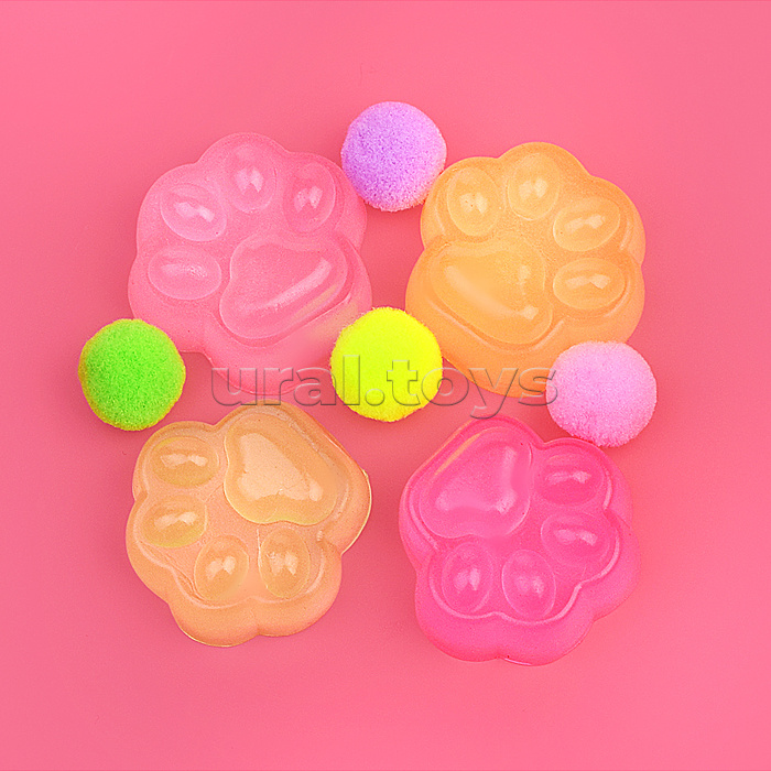 Игрушка - Антистресс "Лапка" гелевая, с шариками, в пакете