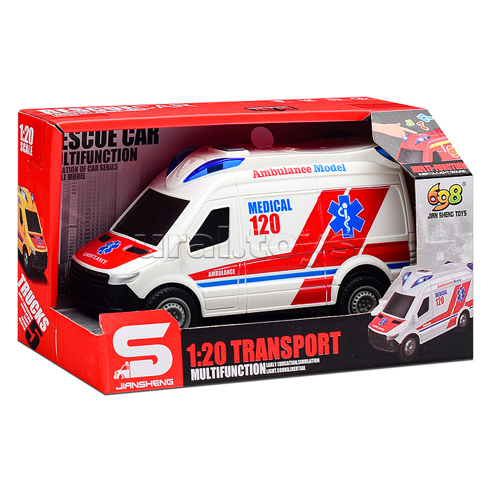 Машина "Скорая помощь" 1:20 (свет, звук) в коробке