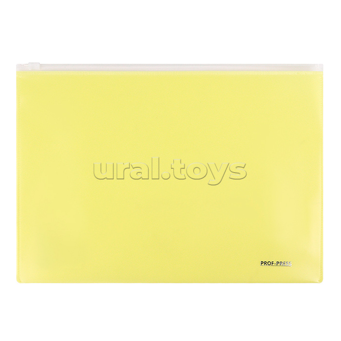 Папка-конверт на молнии, А4, 180мкм, желтый