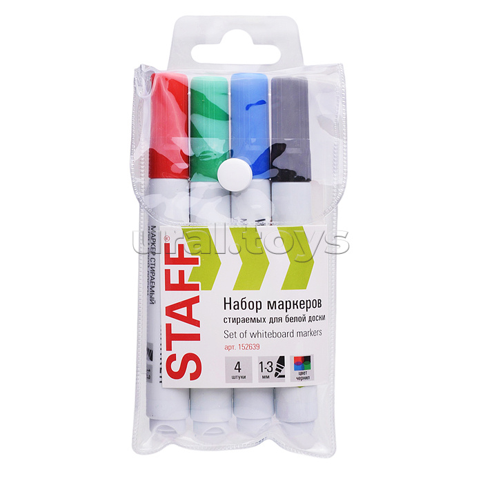 Маркеры стираемые для белой доски, набор 4 цвета "Basic" WBM-200, 1-3 мм