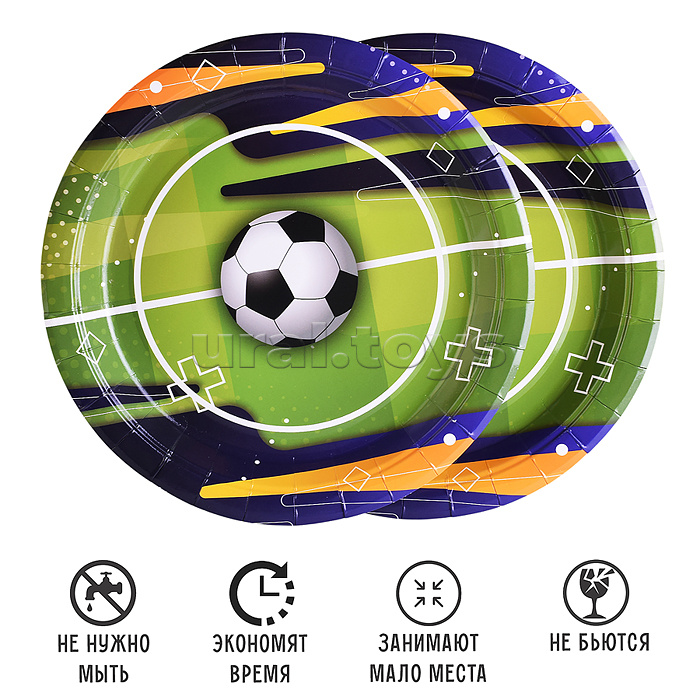 Набор посуды одноразовой "Футбол" тарелки (10 шт)