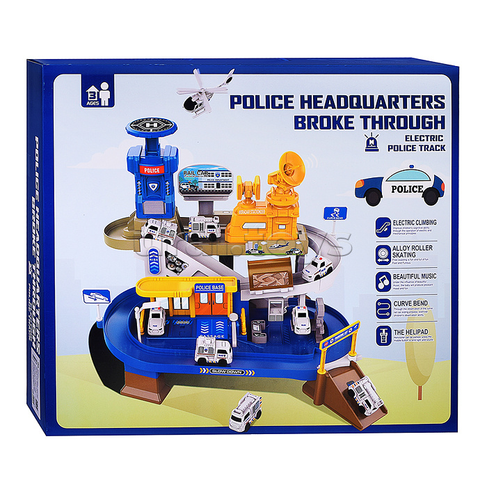 Парковка "Служебный паркинг" (свет, звук, 3 металл машины, самолет) в коробке