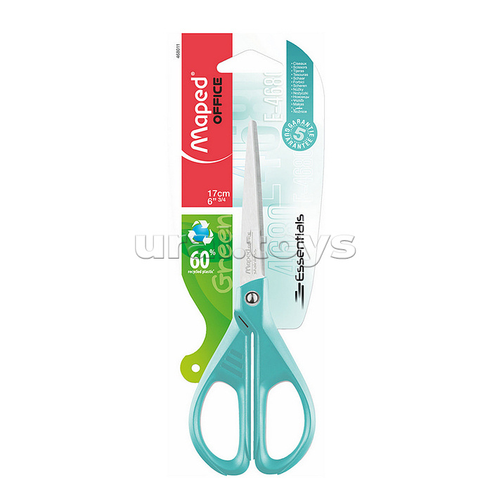 
Ножницы эргономичные 17 см "Essentials color" бирюзовые, симметричные, в блистере