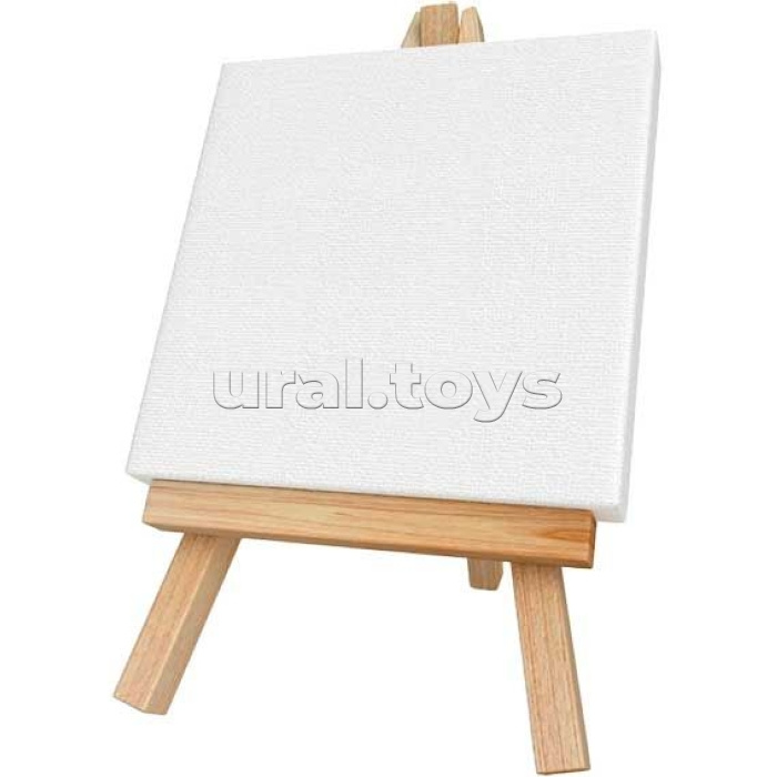Мини мольберт с холстом на подрамнике 10x10 см грунтованный "Art" 100% хлопок 280 г/м², мелкое зерно, цвет белый, термоусадочная пленка
