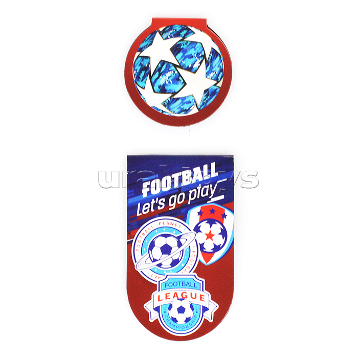 Набор закладок для книг "Play Football" магнитных бумажных, 2 шт в блистерной упаковке, размер прямоугольной закладки в сложенном виде 35x60мм, диаметр круглой закладки 35 мм