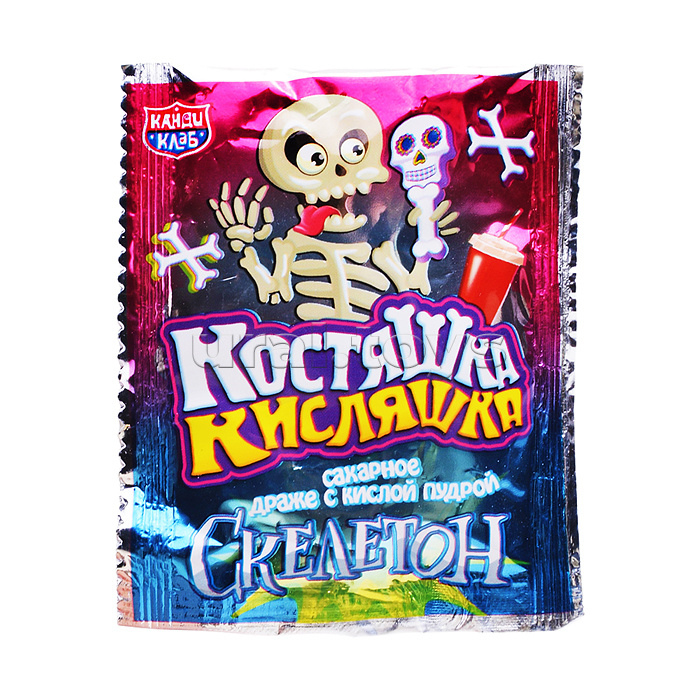 Сахарное драже с кислой пудрой "Костяшка кисляшка Скелетон" 6гр*30шт