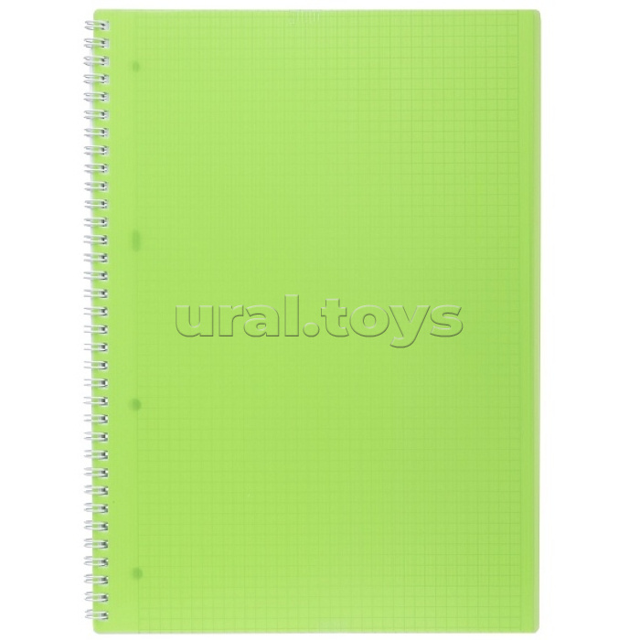 Тетрадь 80л. А4 клетка "Line neon" на гребне многоуровневая перфорация пластиковая обложка зеленая
