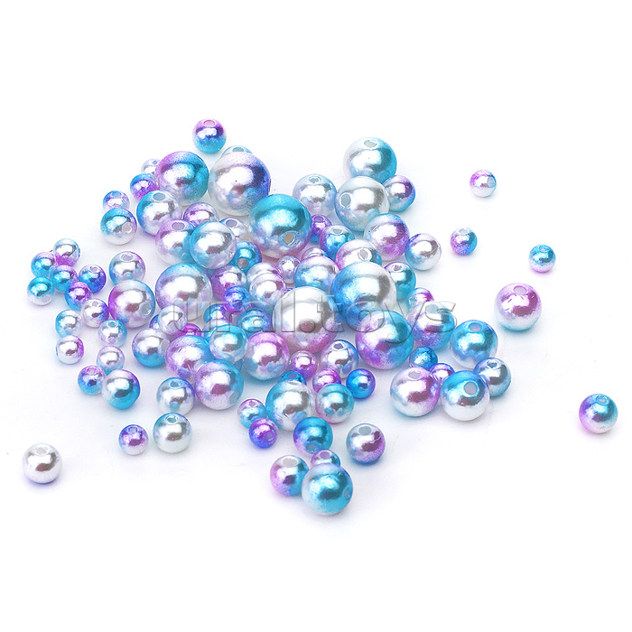 Бусины декоративные перламутровые "Green Forest" пластиковые, 100 шт, в пластиковом пакете с блистерным подвесом, 5 шт - 14 мм, 5шт - 12 мм, 20 шт - 10 мм, 70 шт - 6 и 8 мм, градиент мятно-розовый