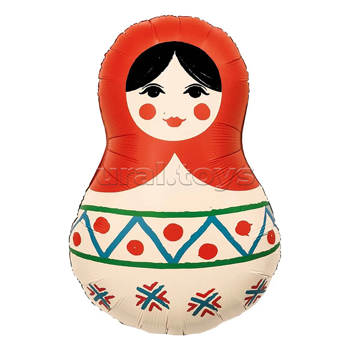 Шар (31''/79 см) Фигура, Матрешка Русский узор, 1 шт. в уп.