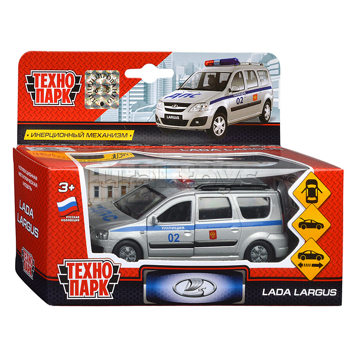 Машина металл LADA Largus Полиция 12 см, (откр. дв., багаж.,) инерц., в коробке