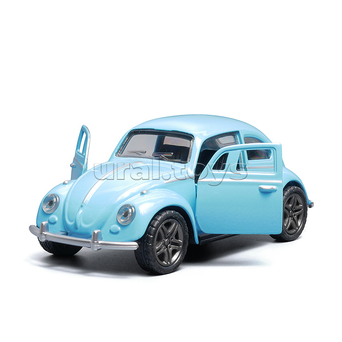 Светло-голубая инерционная машинка ретро die-cast , 1:32