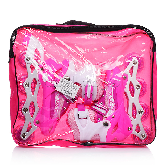 Ролики детские (размер S) розовые, в сумке