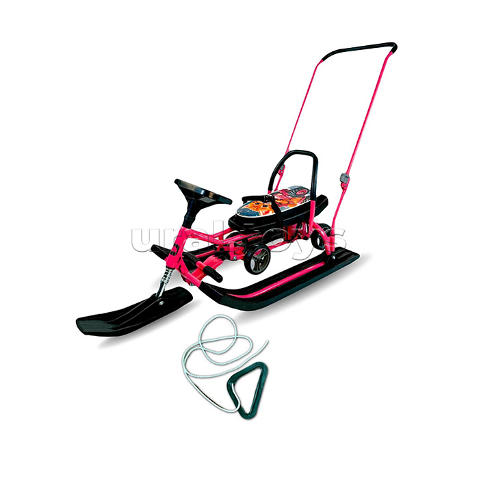 Игрушка Снегокат детский 109 "Wheel" c П-образным толкателем и колесной базой (Котик тракторист)