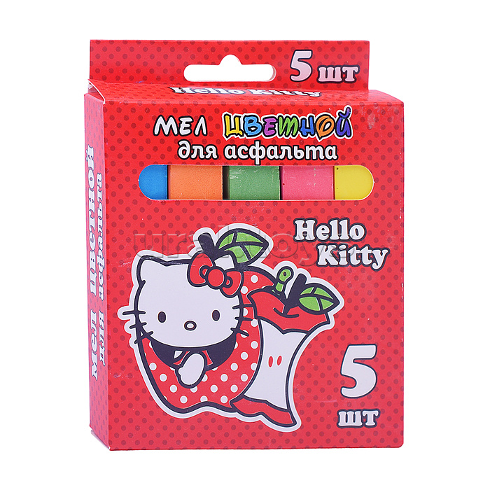 Мел цветной "Hello Kitty" для асфальта, Jumbo 5 шт. в картонной упаковке с европодвесом