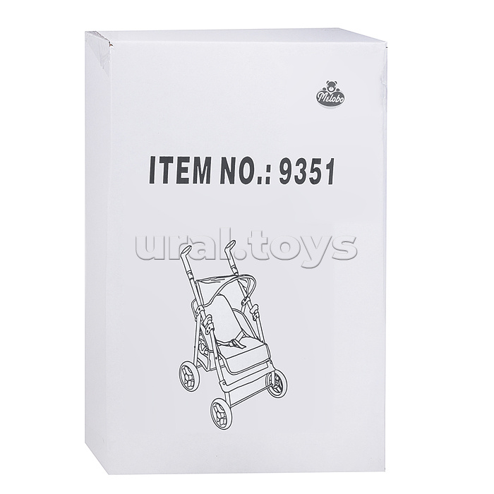 Коляска для кукол металлическая, складная, прогулочная с козырьком, с корзиной, цвет розовый